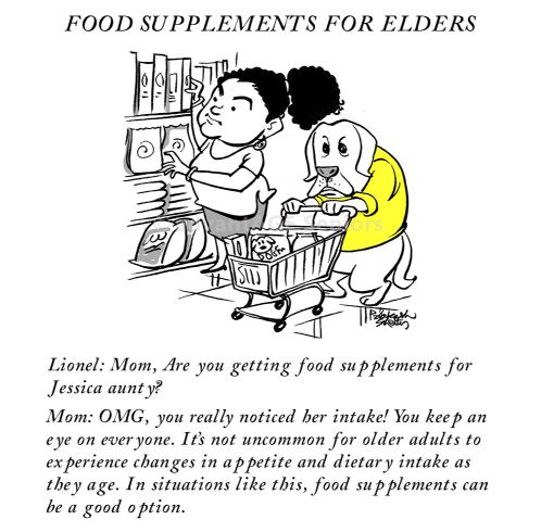Elder_care_illustrartions_Food_Supplement_for_Elders_advantAGE_seniors